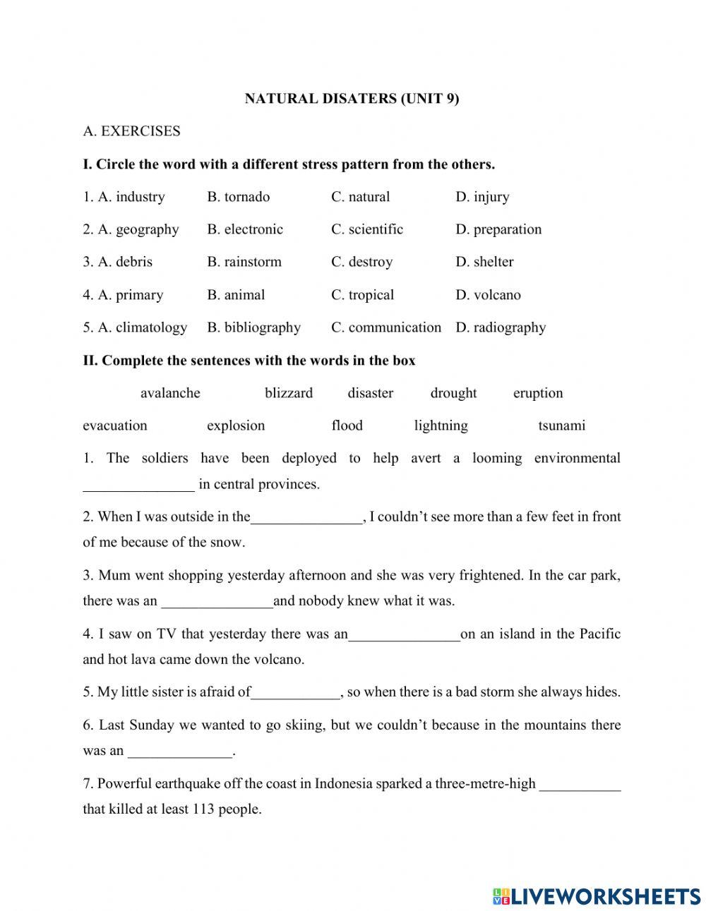Practice test - Unit 9 - Test 1