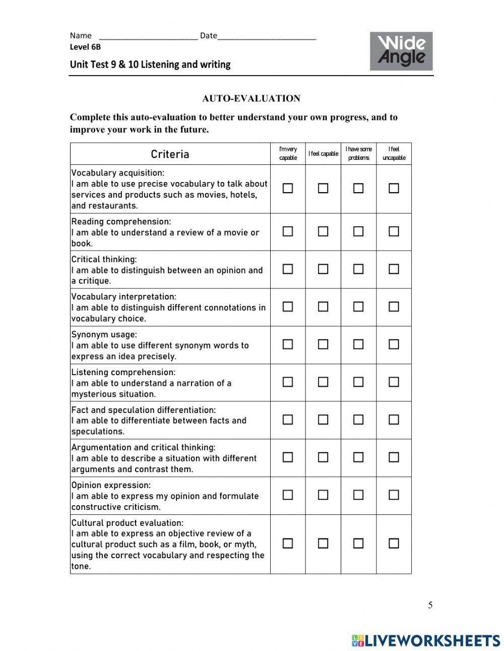 English Test 2 - Units 9 & 10