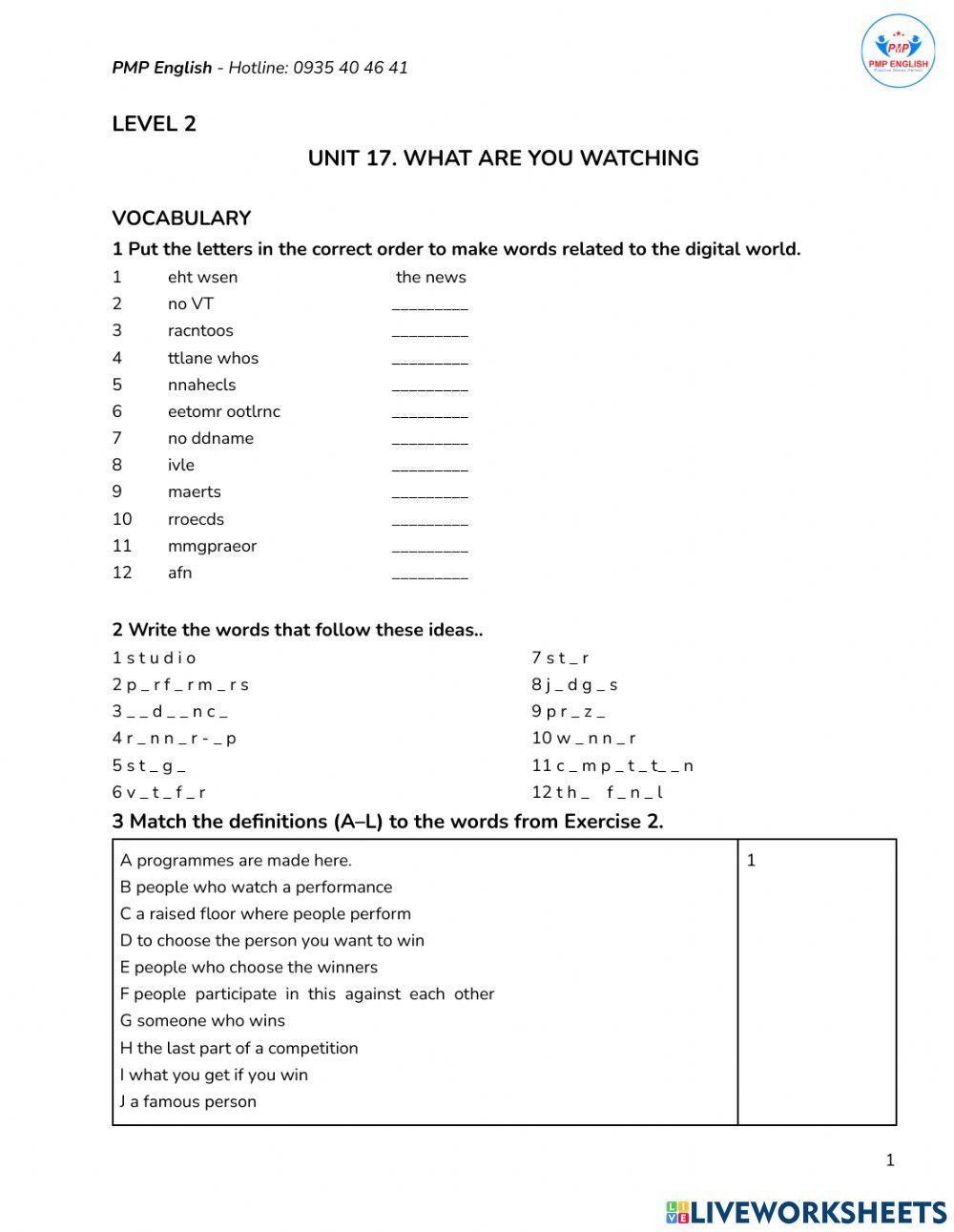 Unit 17.2 WHAT ARE YOU WATCHING?