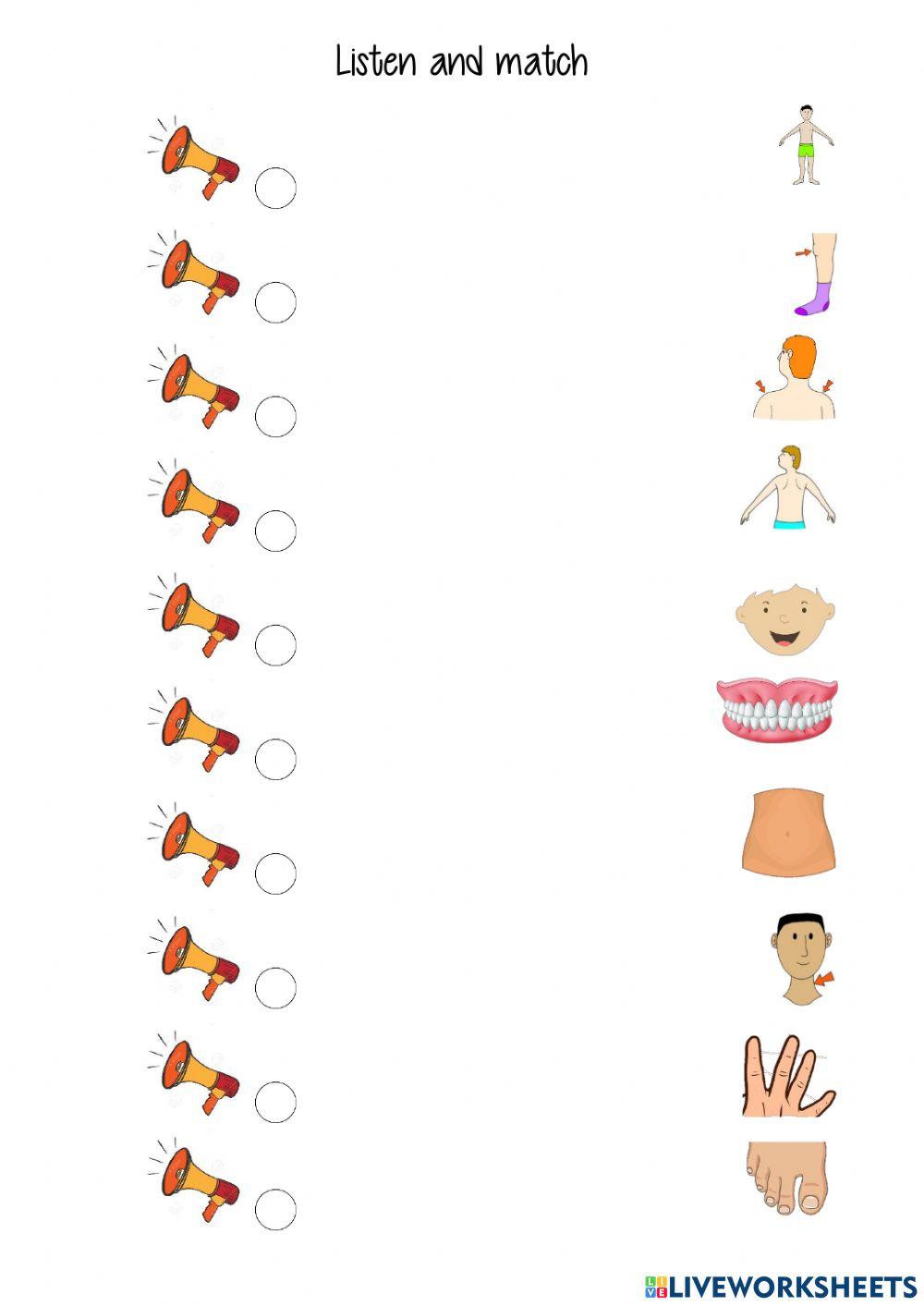 Listen and match body 2