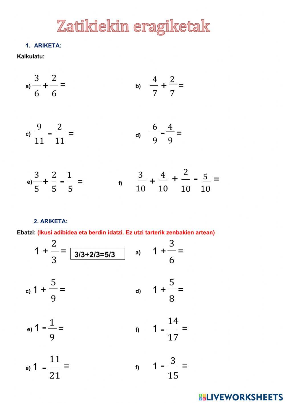 Zatikkiekin eragiketak