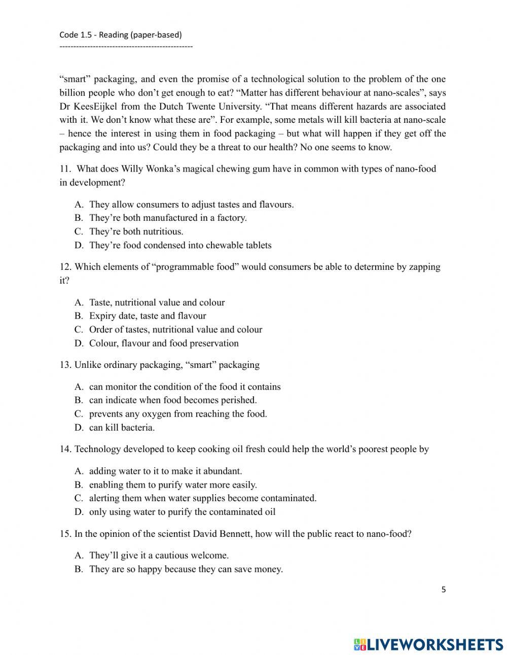 Vstep reading test 5