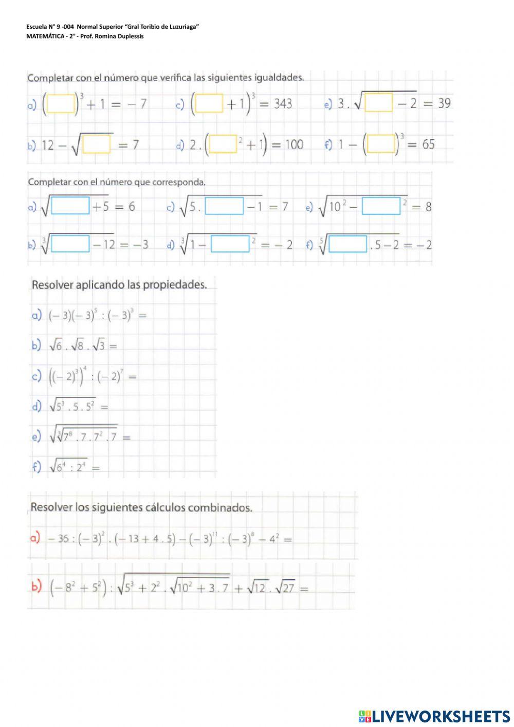 Operaciones en enteros