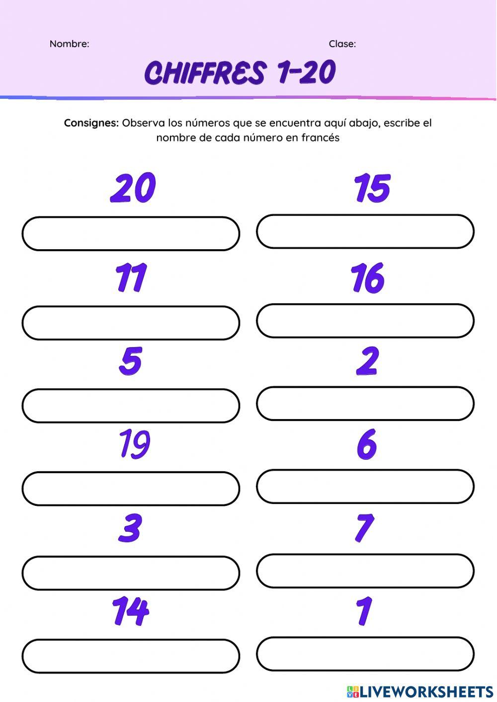 Les chiffres en français
