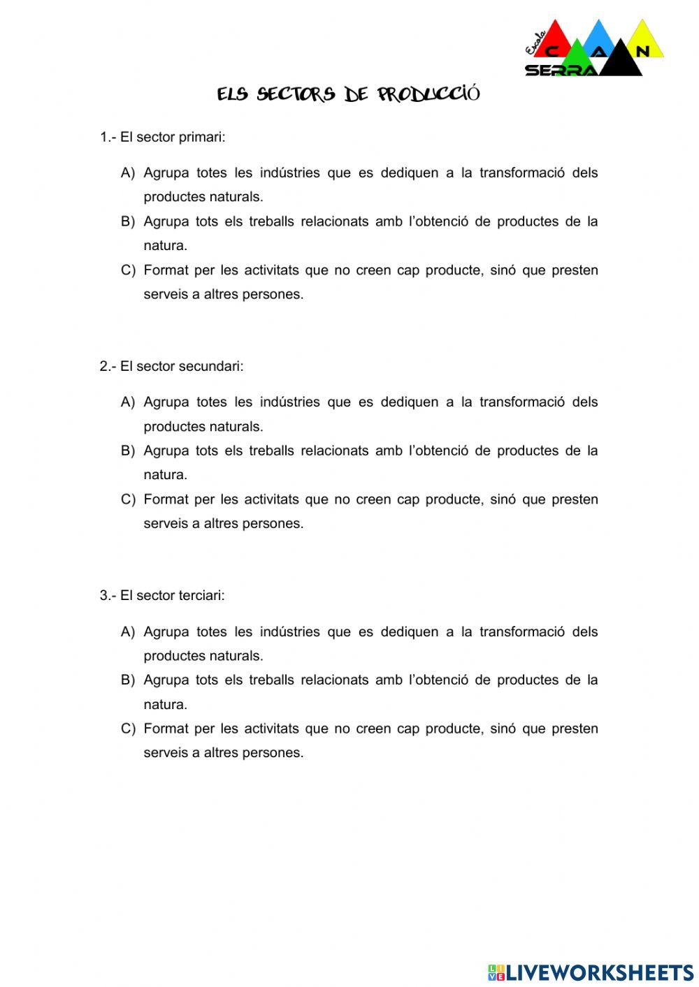 Els sectors de producció