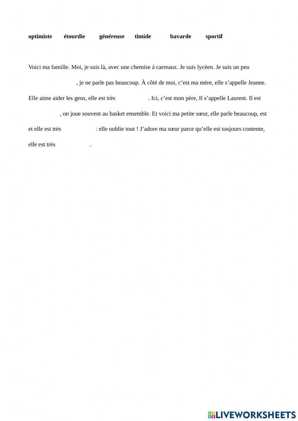 Adjectifs qualificatifs