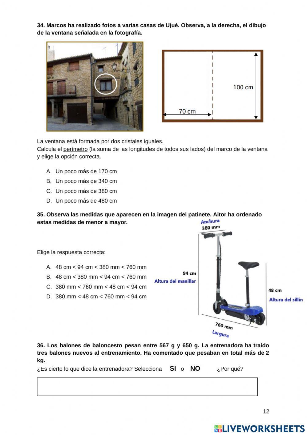 Ejercicios de medida