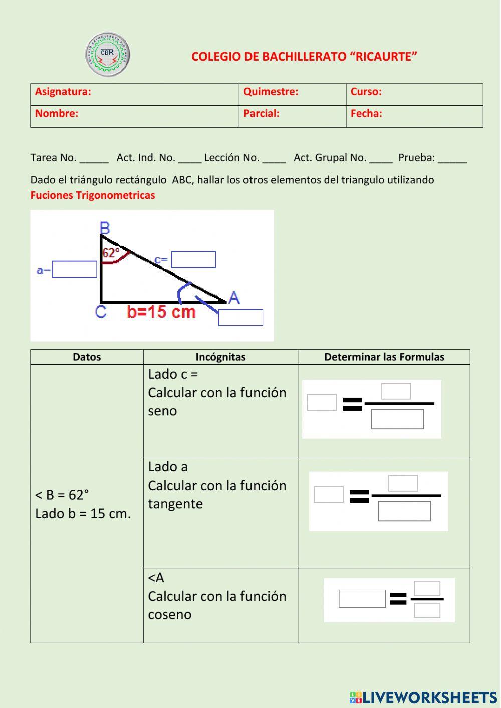 Fuciones trigonometricas triagulos rectangulos