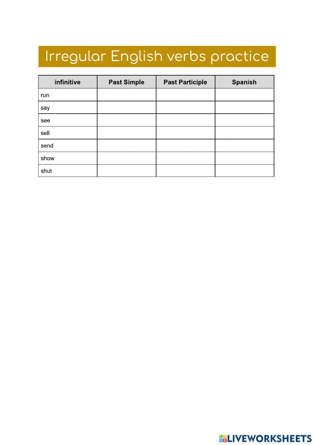 Irregular verbs List 3