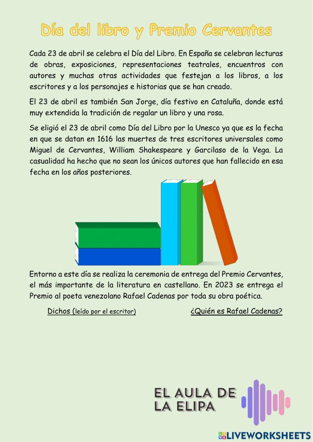 Día del libro y Premio Cervantes Día del libro y Premio Cervantes