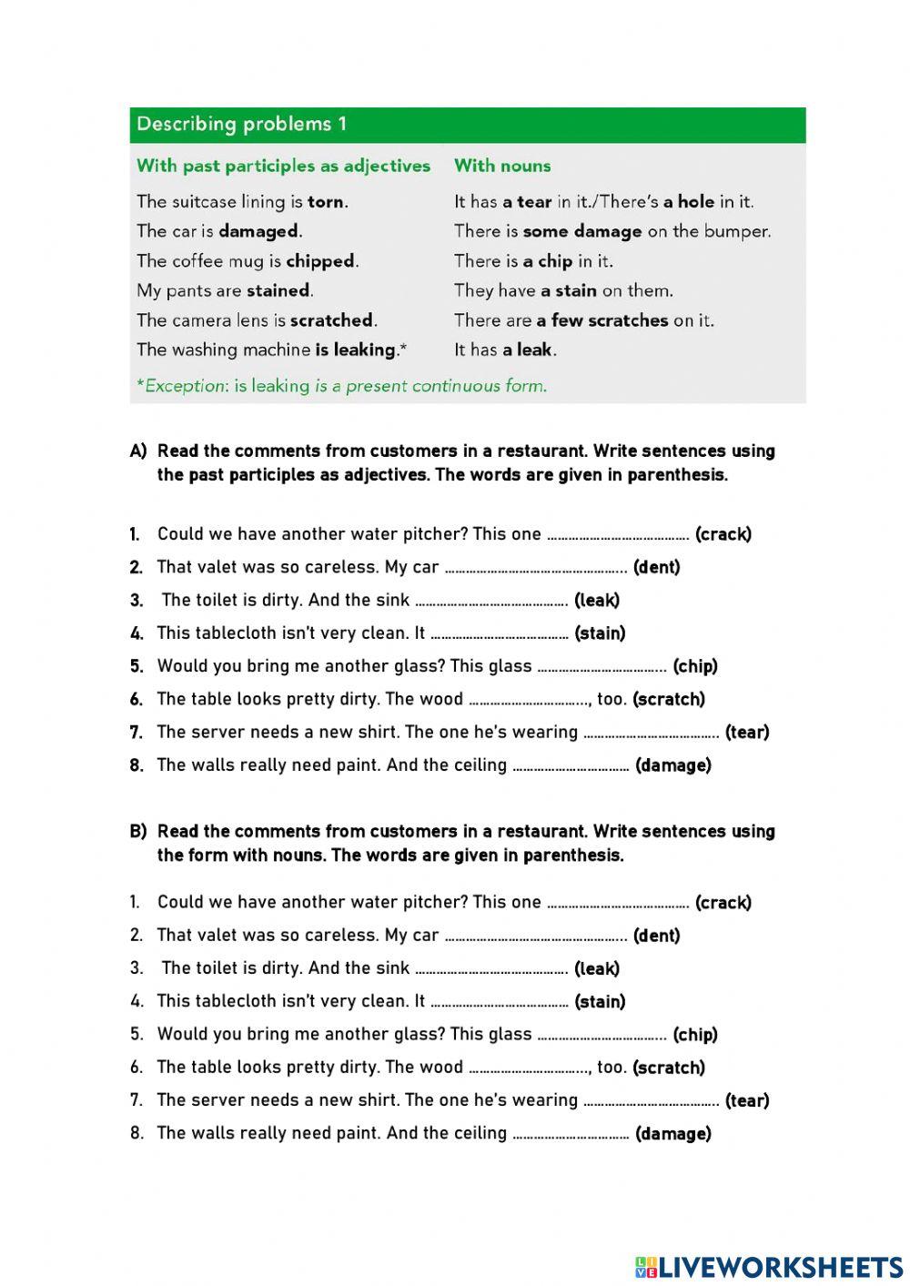Describing prob… | Free Interactive Worksheets | 6947714