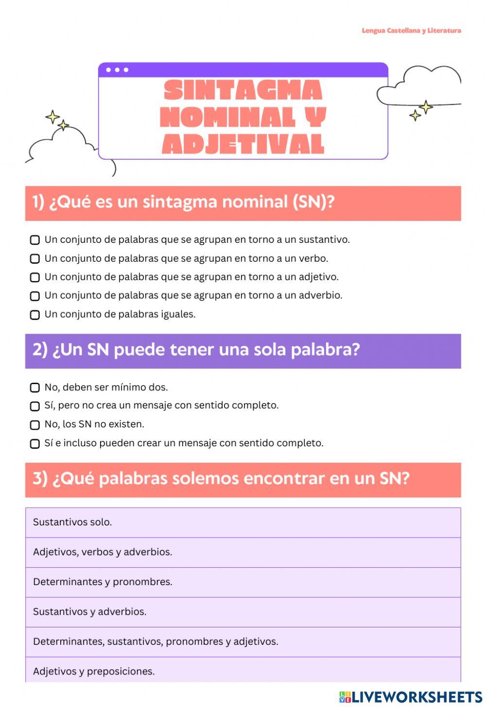 Sintagma nominal y adjetival