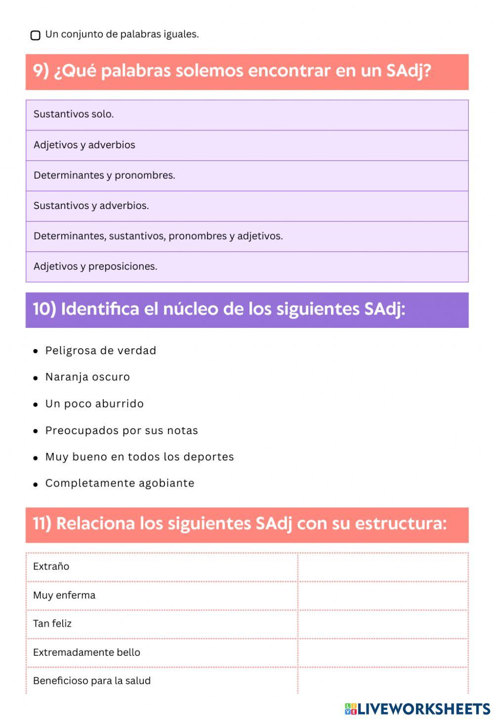 Sintagma nominal y adjetival