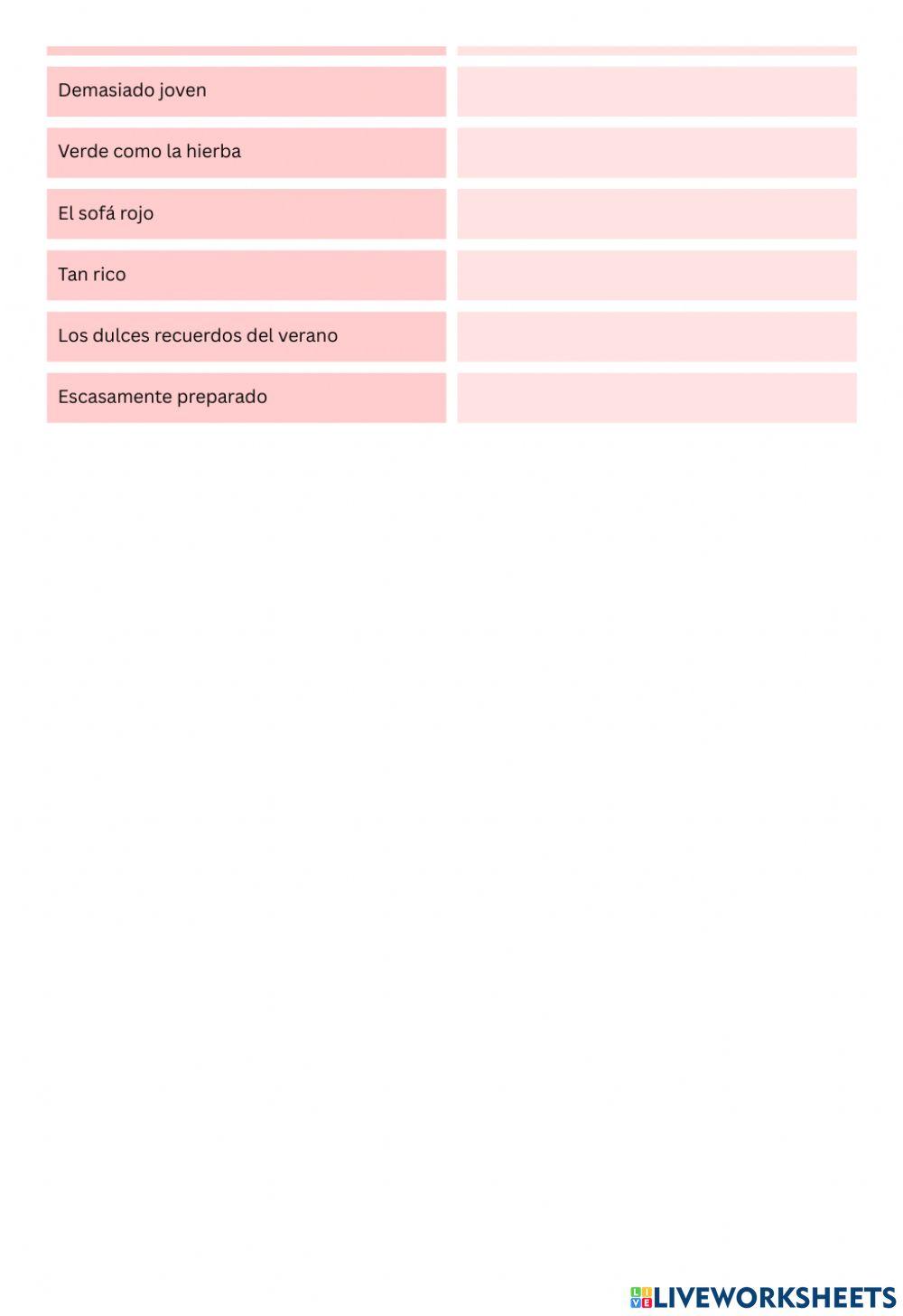 Sintagma nominal y adjetival