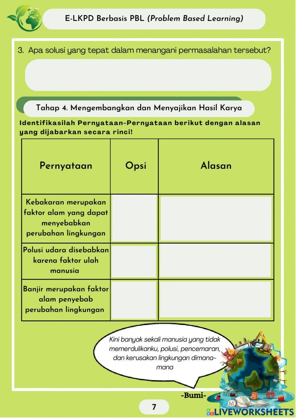 Lkpd pbl fakta&faktor penyebab perubahan lingkungan