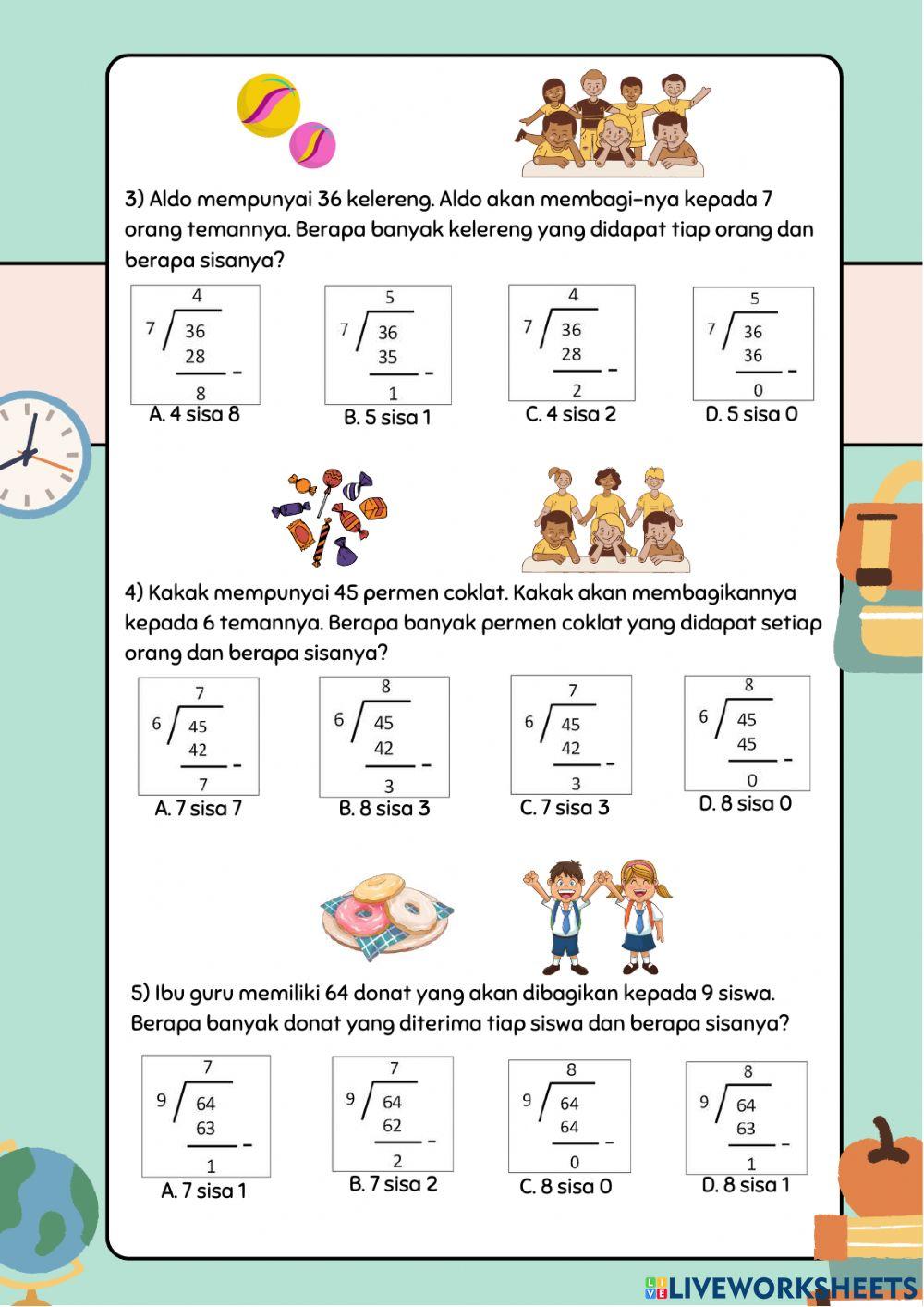 Soal-soal Evaluasi Pembagian Bersusun