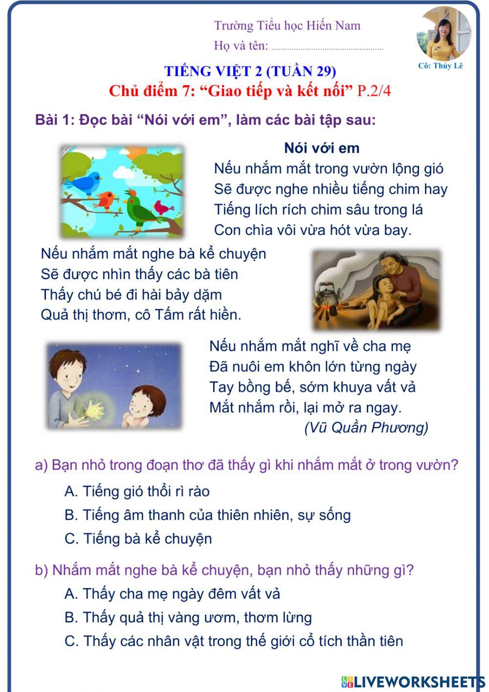 Tiếng Việt 2 (Tuần 29)