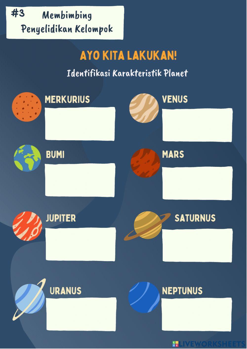 Lembar Kerja Planet pada Tata Surya