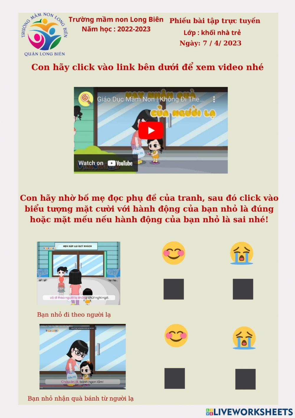 Phiếu bttt khối nhà trẻ ngày 7-4-2023