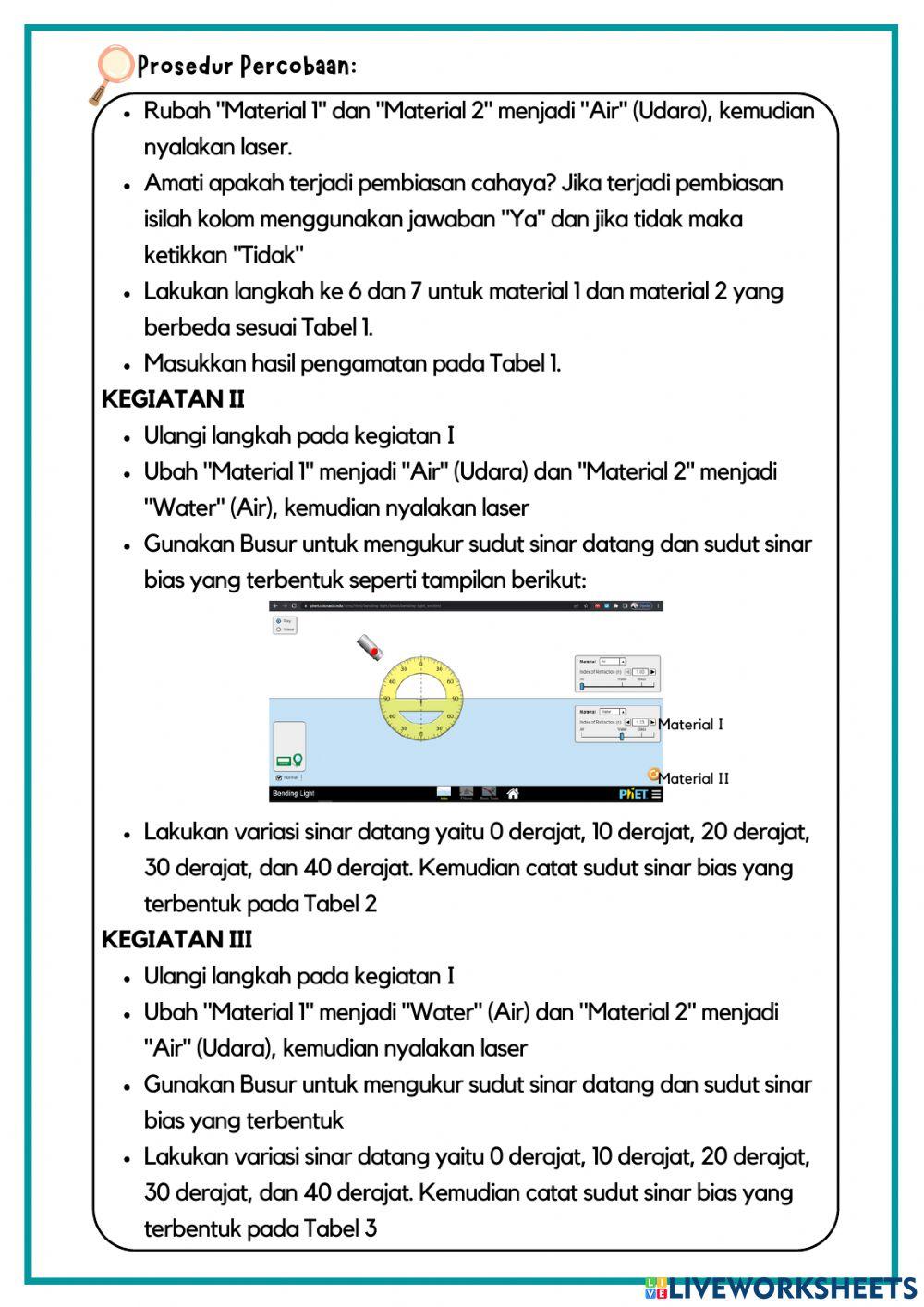 LKPD Pembiasan Gelombang Cahaya