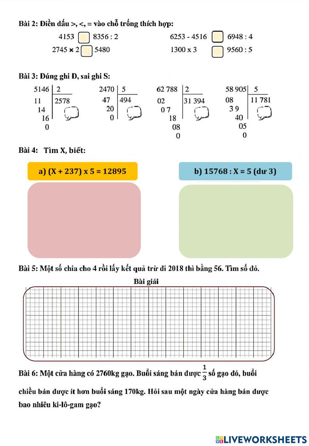 Toán - TV 3: Ôn tập kì 2