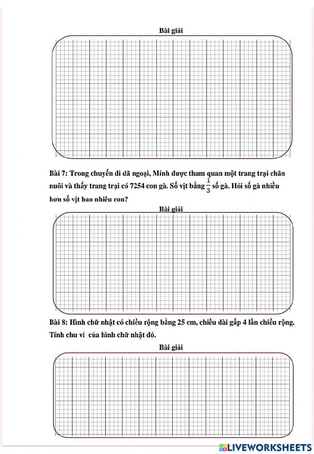 Toán - TV 3: Ôn tập kì 2