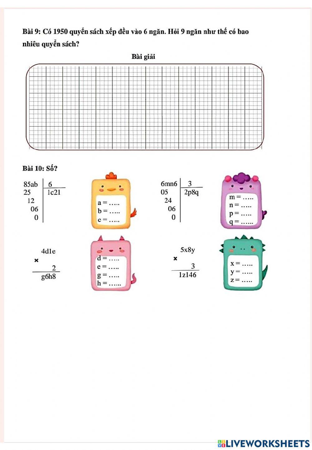 Toán - TV 3: Ôn tập kì 2