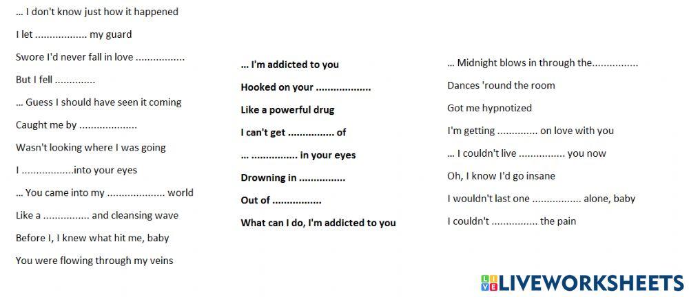 I'm addicted to you song