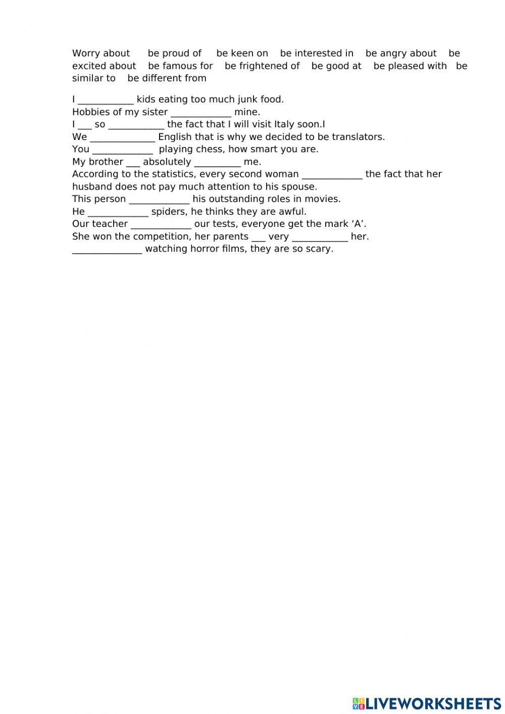 Adjectives and prepositions