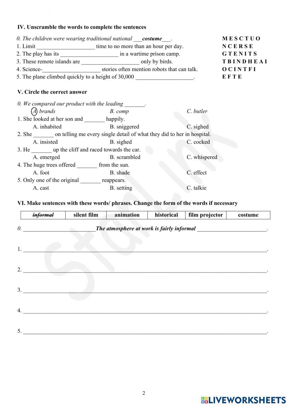 Foreign Teacher-S6-WEEK 31-U8-VOCAB REVISION