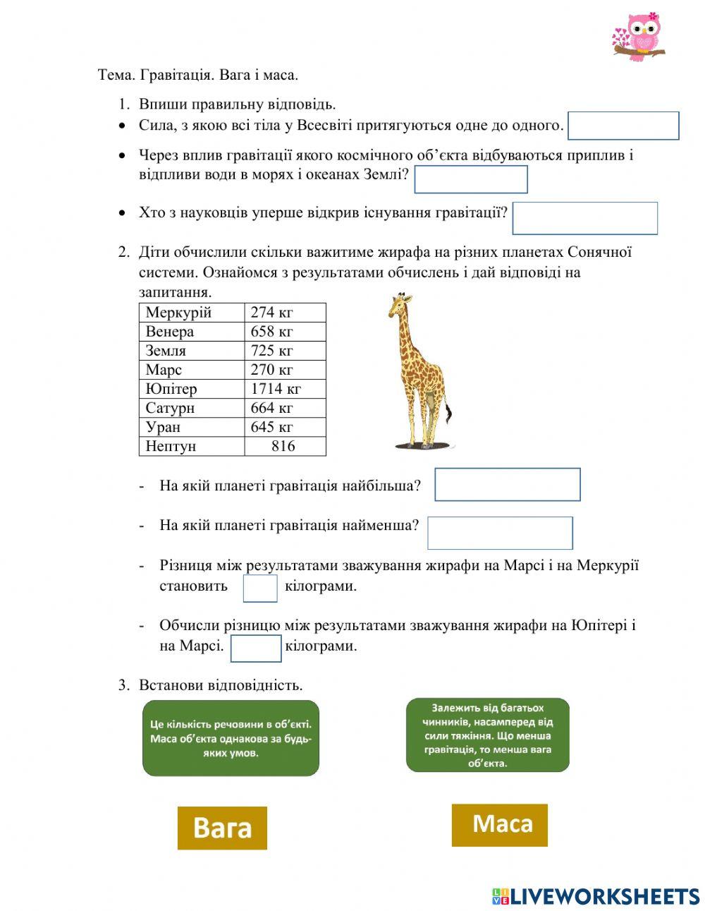 Гравітація. Вага і маса