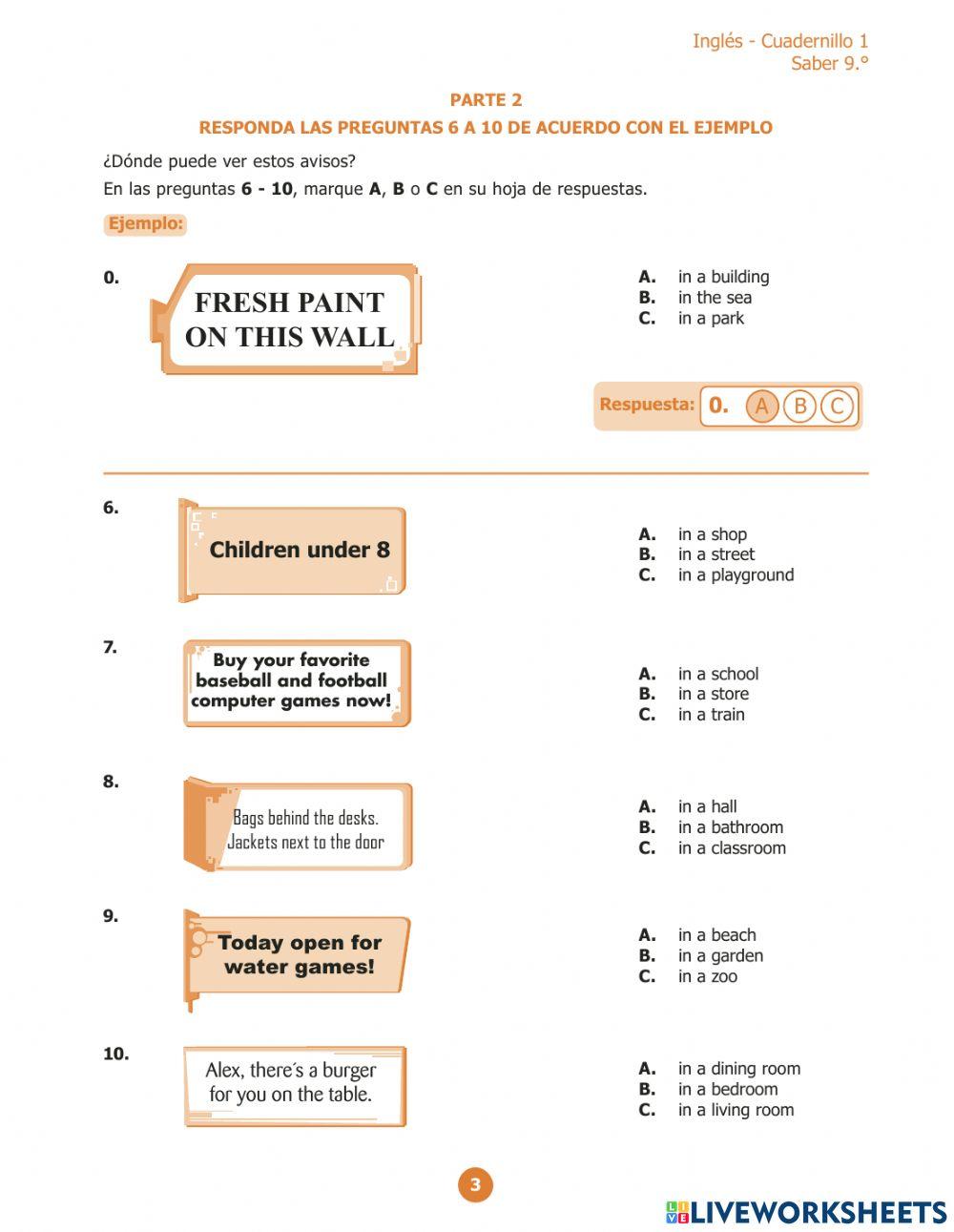 Pruebas saber inglés 9o