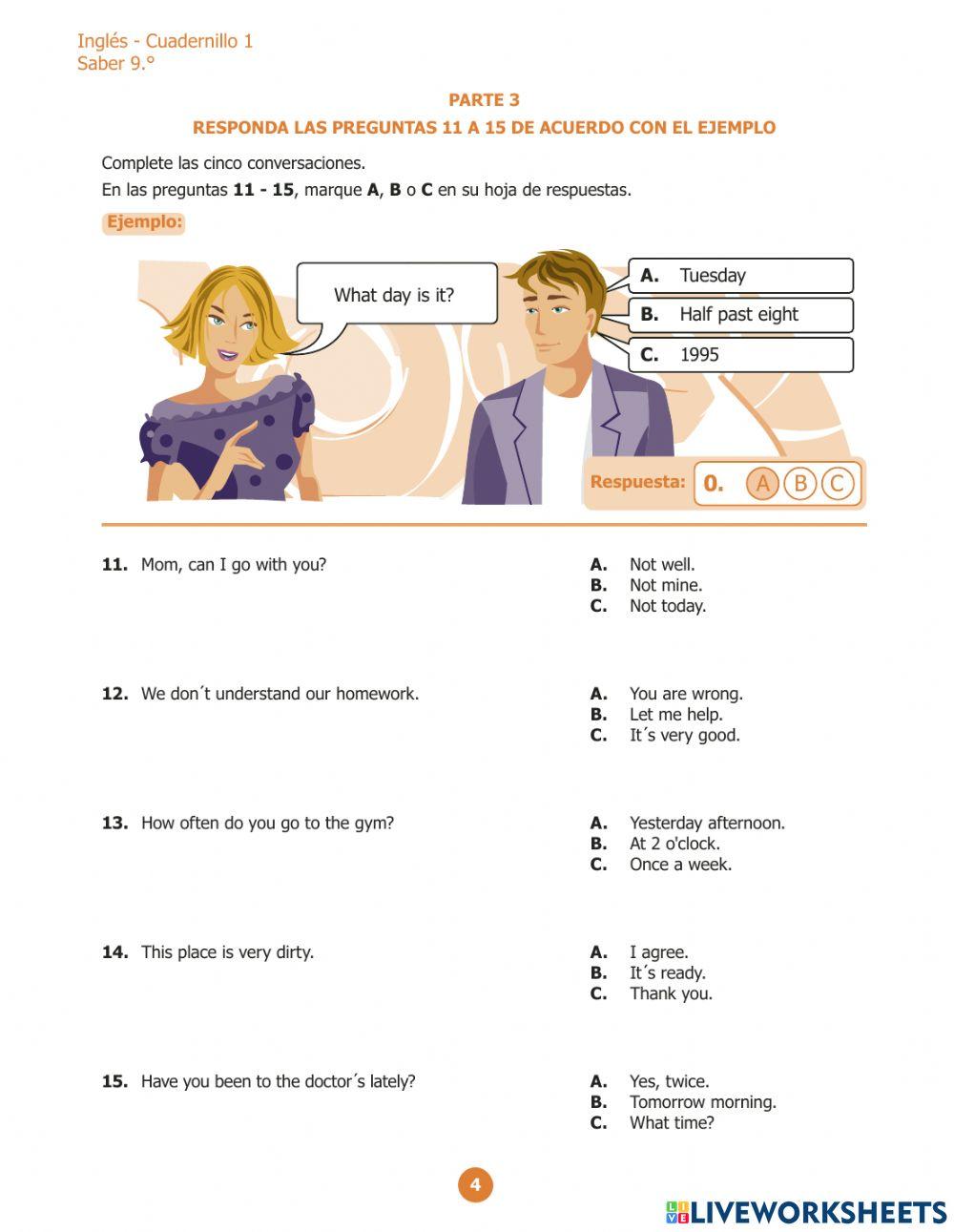 Pruebas saber inglés 9o