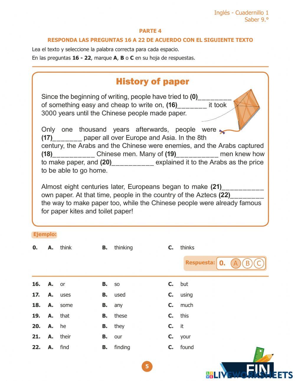 Pruebas saber inglés 9o