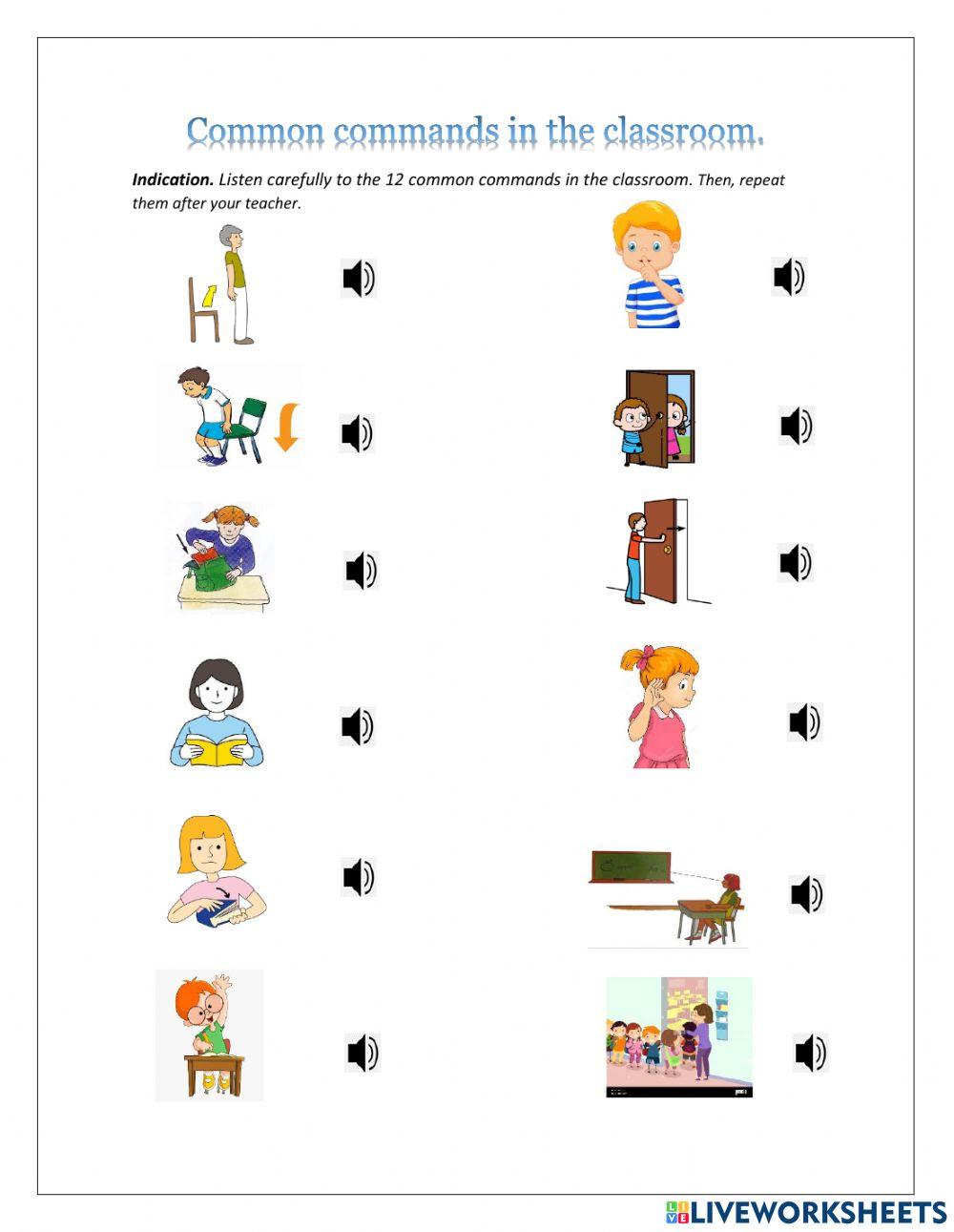 common commands… | Free Interactive Worksheets | 2580498