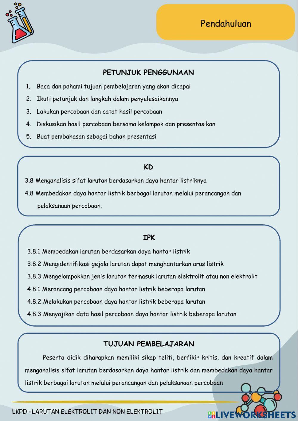 Larutan Elektrolit dan Larutan Non Elektrolit