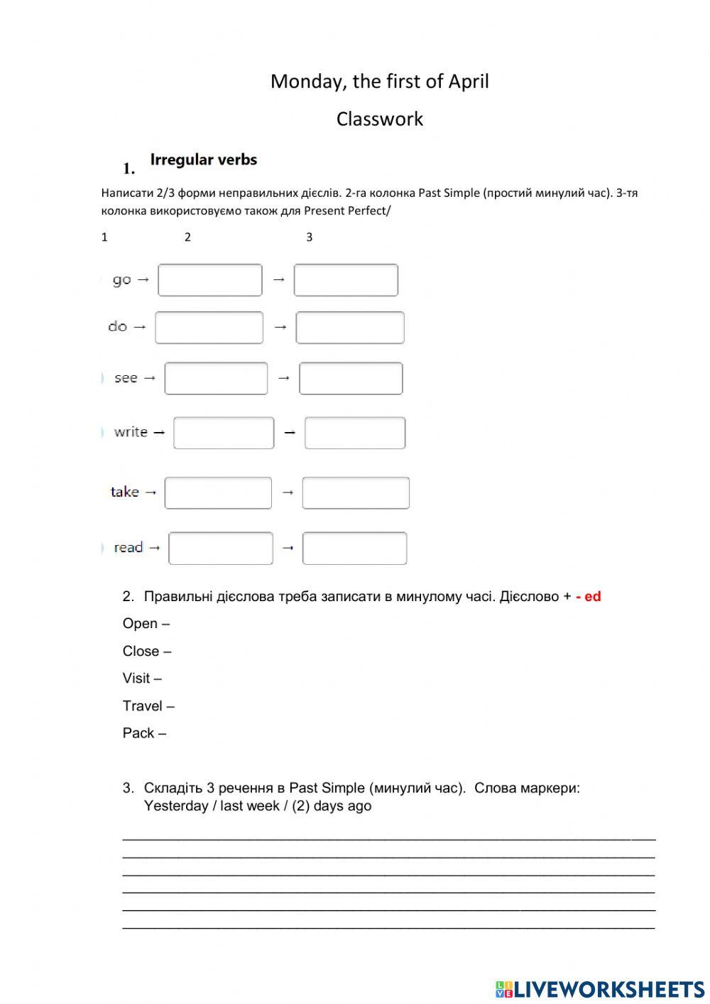 Irregular verbs exercises