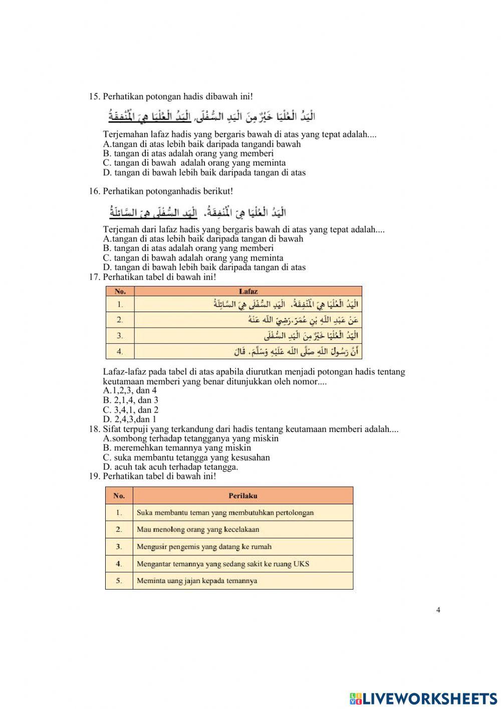 PAT Quran Hadist Kelas 6