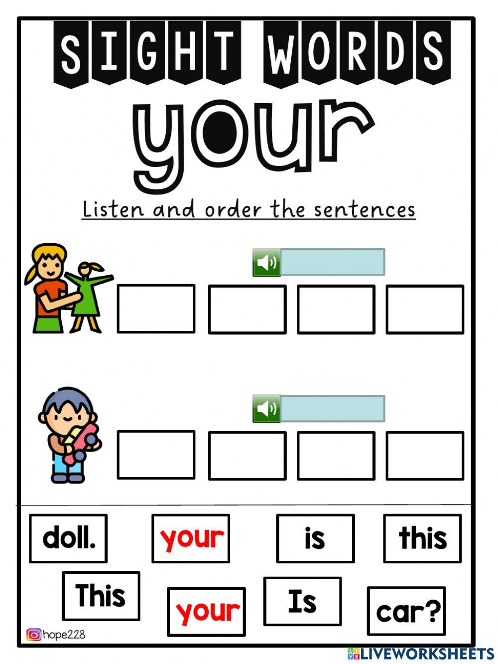 Sight Word- Your
