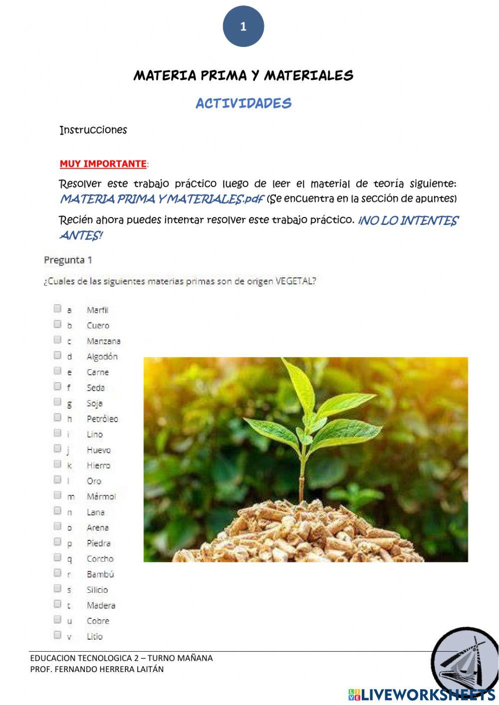 Materia Prima y Materiales