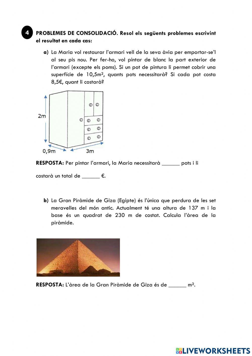 Àrea cossos geomètrics