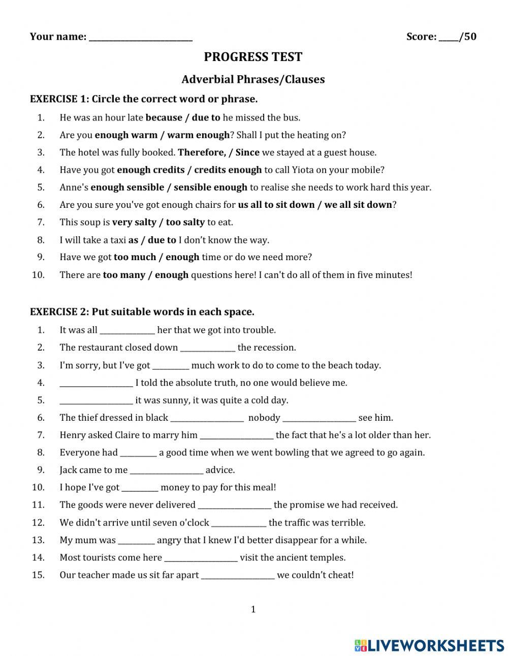 PĐ-Adverbial phrases-clauses