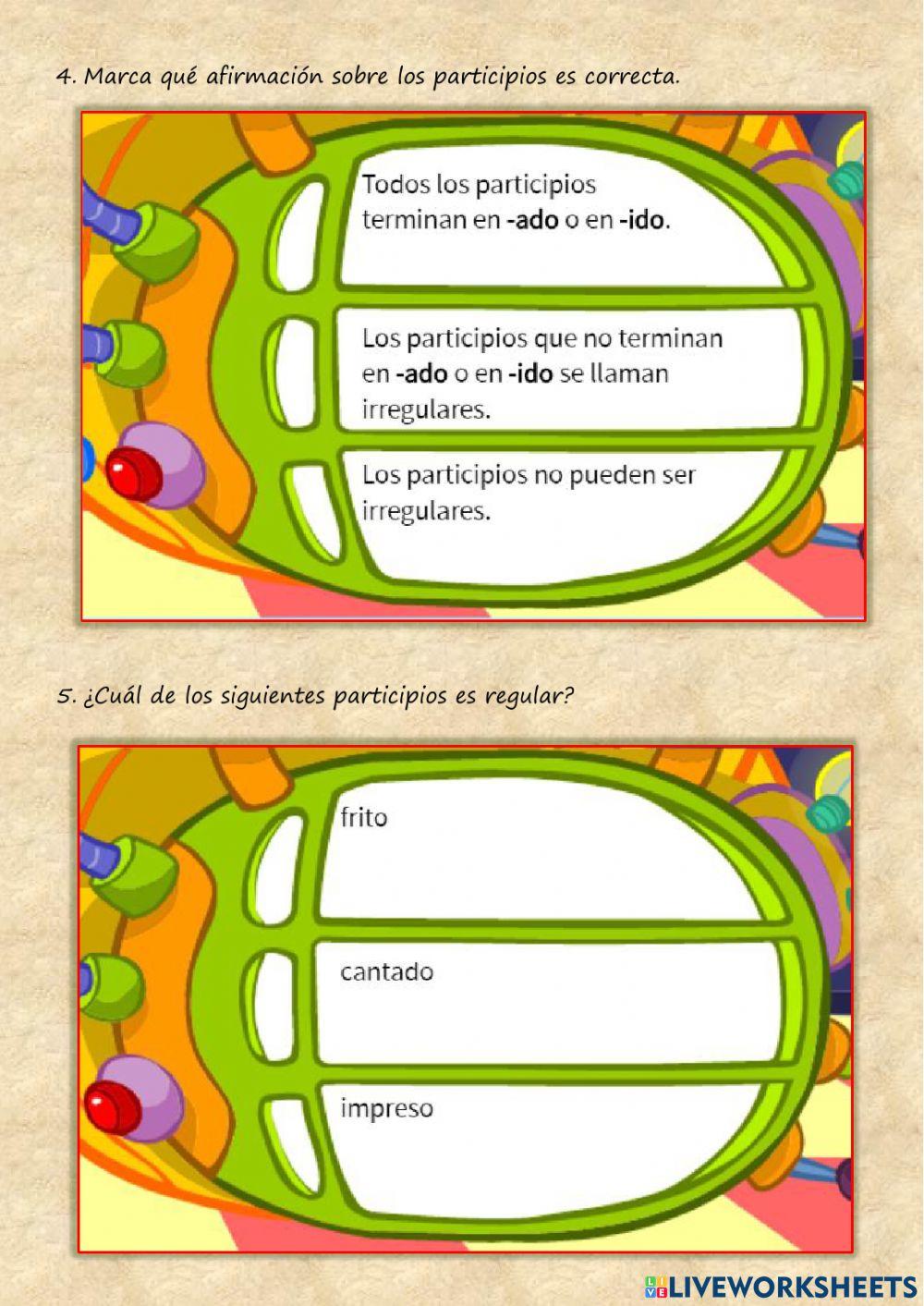 Formas simples y formas compuestas del verbo.