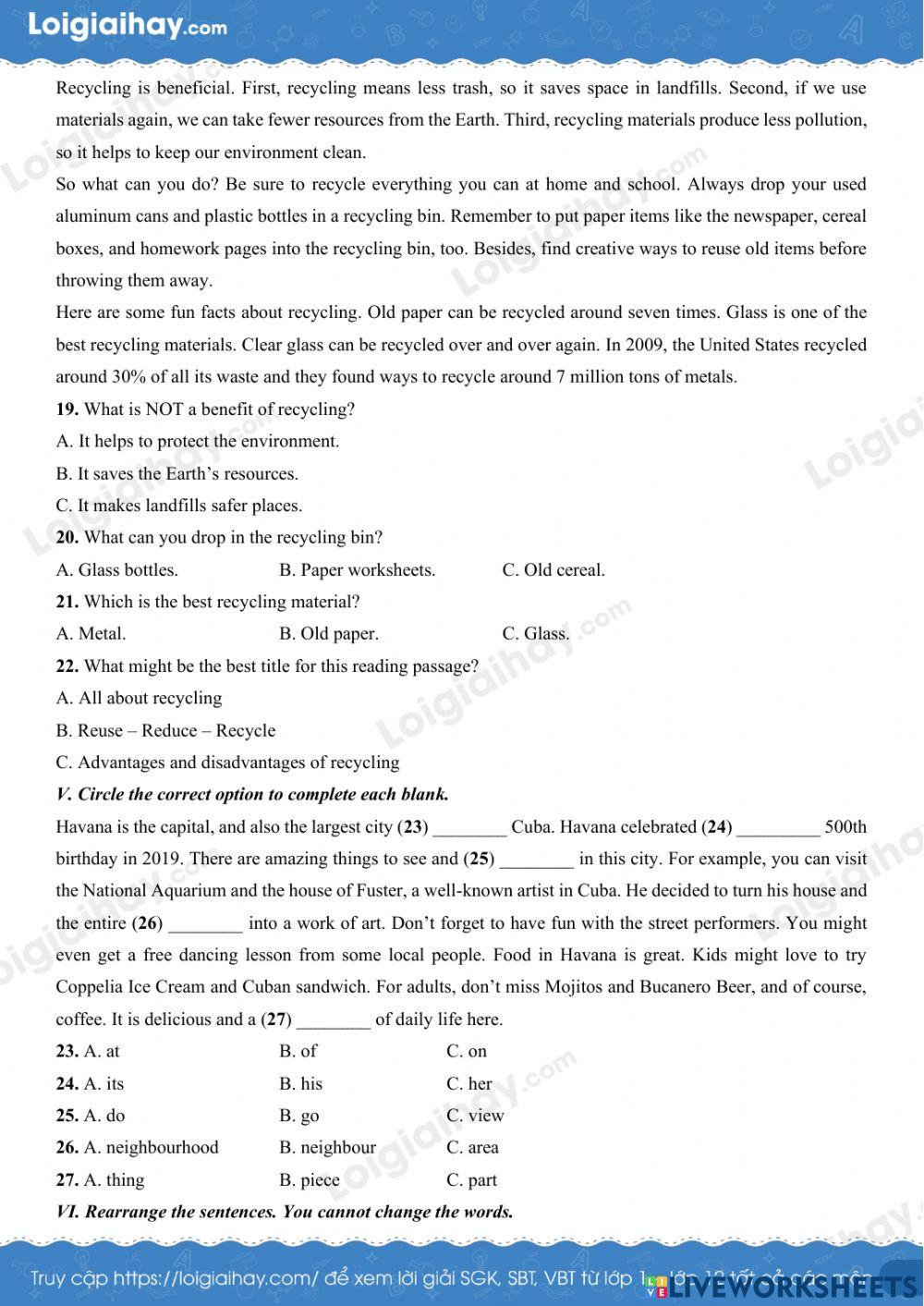 Đề thi học kỳ 2 tiếng anh 6