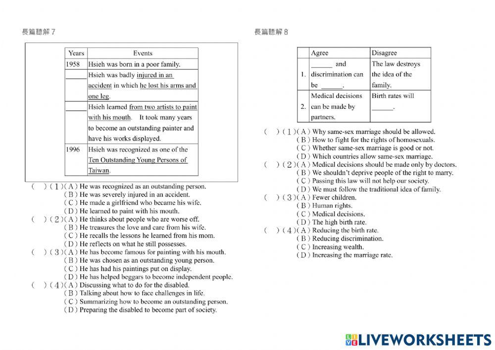 Listening Exercise (20): 7-8