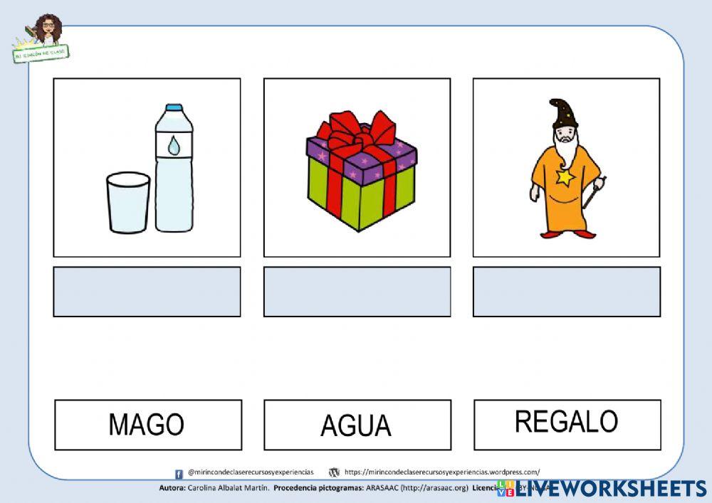 Letra g: agua, mago, regalo