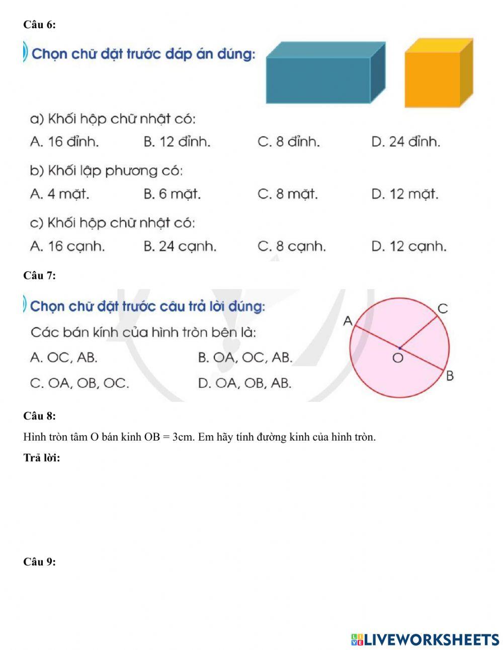 Ôn tập học kì 2 lớp 3