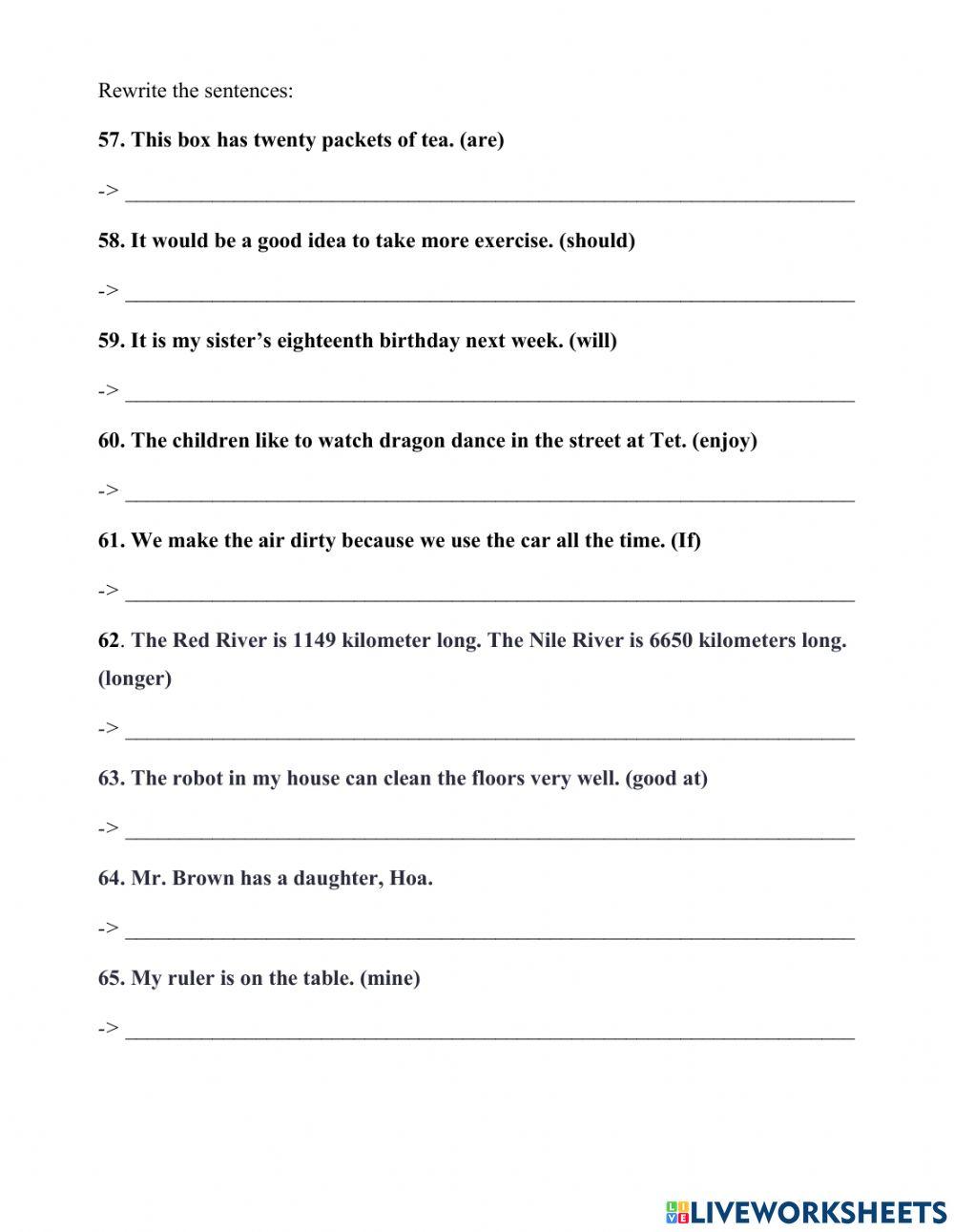 G6 HKII Viết lại câu Khương Mai