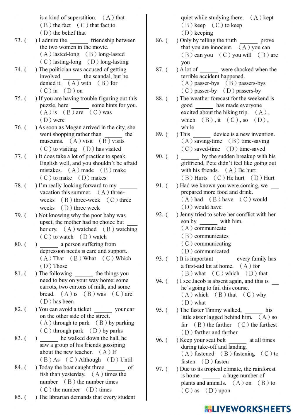 高中文法練習Part 5