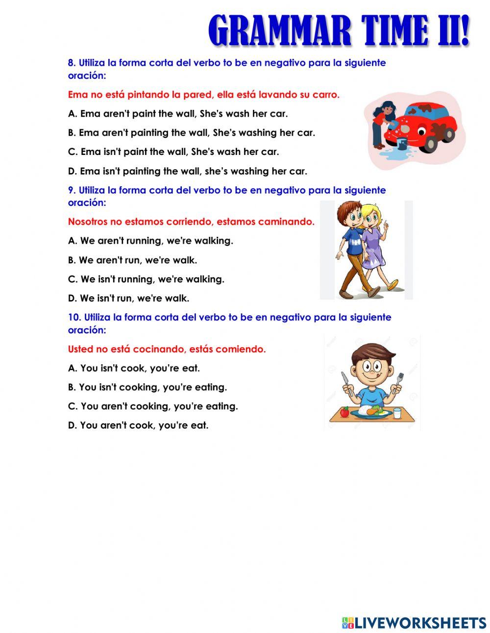 Lección 6. Verbo to be forma corta afirmativa y negativa en presente